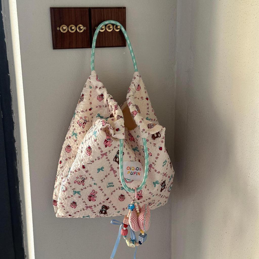 2025 Tragetasche mit großem Fassungsvermögen und Cartoon-Motiv - Koreanischer Stil, schlicht und vielseitig für den täglichen Weg zur Arbeit