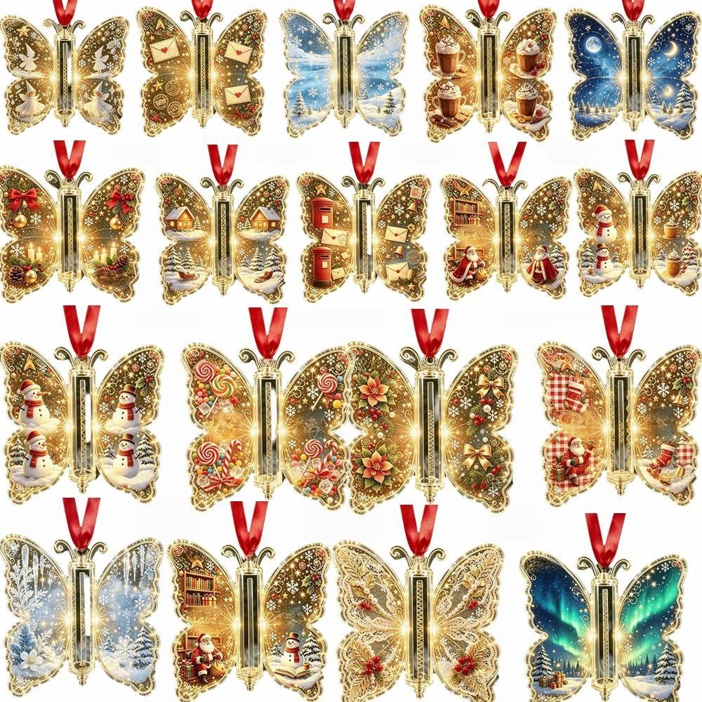 Santa Claus Christmas Tree Ornaments Snowman Butterfly Hanging Decorations Tree Top Decoration
