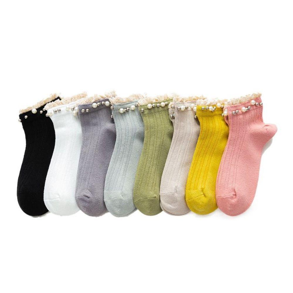 1Pair Candy Color Women Ankle Socks Breathable Princess Dress Socks Lace Ruffle Socks  Women Girls