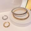 Riveted Stackable Gold-Plated Copper Bracelet Set with Micro-Inlays