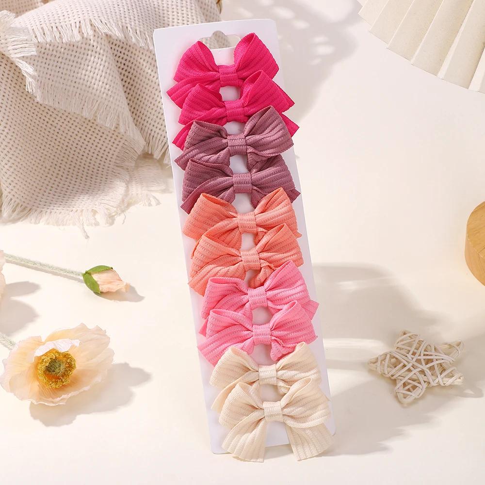 6-10Pcs/set Lattice Hair Bows Hair Clips for Girls Hairpin Handmade Cute Bows Barrettes Headwear Kids Children Hair Accessories