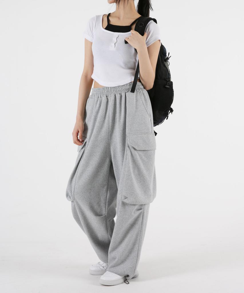 UMM Big Pocket Cargo Wide Drawstring Jogger Training Pants 2 Colors