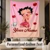 Custom Text Printed Tapestry Betty Boop Pattern Large Wall Hanging Indoor Room Decor
