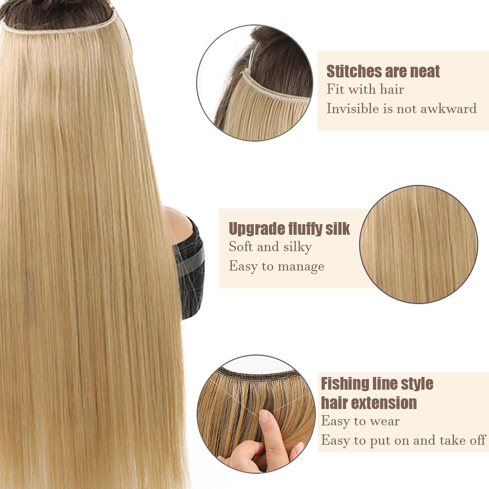 One-piece Straight Hair Extension Synthetic Wig Female Elastic Fishing Line Style Natural Seamless Smooth Hair Extension Wig