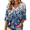 Women's Floral Print V-Neck Blouse Lightweight for Spring and Summer