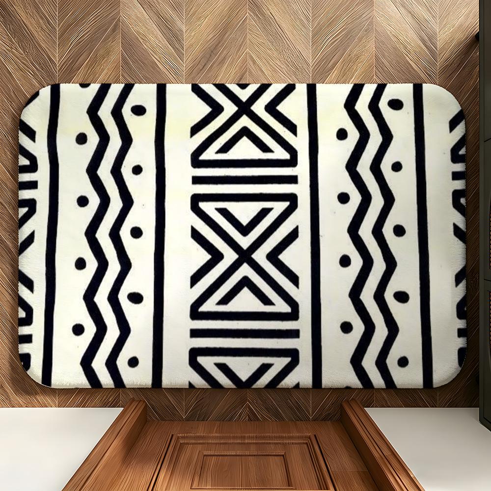 African style fabric print Floor Mat Soft Flannel Floor Mat  Suitable for Entryways, Living Rooms, Bedrooms, and Bathrooms