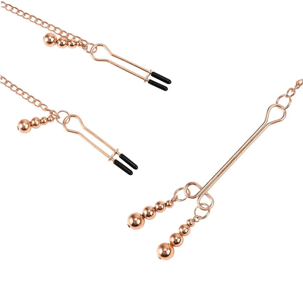 Female Labia Clitoris Nipple Clamp With Chain Stimulator Metal Long Nipple Clips Breast Bondage Restraint Slave Sex Toy