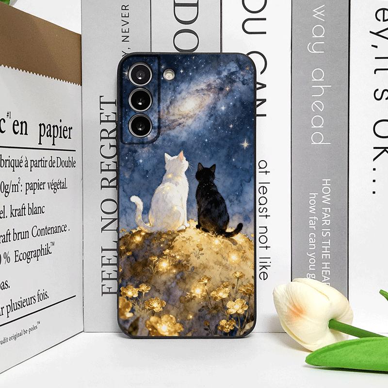 Funny Cute Cat Cartoon Pattern Phone Case for Samsung Galaxy S25 S24+ S23 Ultra S22 Plus S20 S21 FE M53 M34 M36 Soft Back Cover