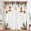 2 szt., druk płaski 2D Kreatywne zasłony Dzwonki świąteczne Gwiazdy Płatki śniegu Obramowanie Tkane poliestrowe (bez pręta) Użytek świąteczny dla