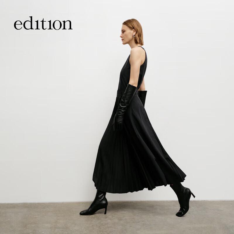 

Женский плиссированный костюм-двойка с юбкой из смесовой шерсти L 170