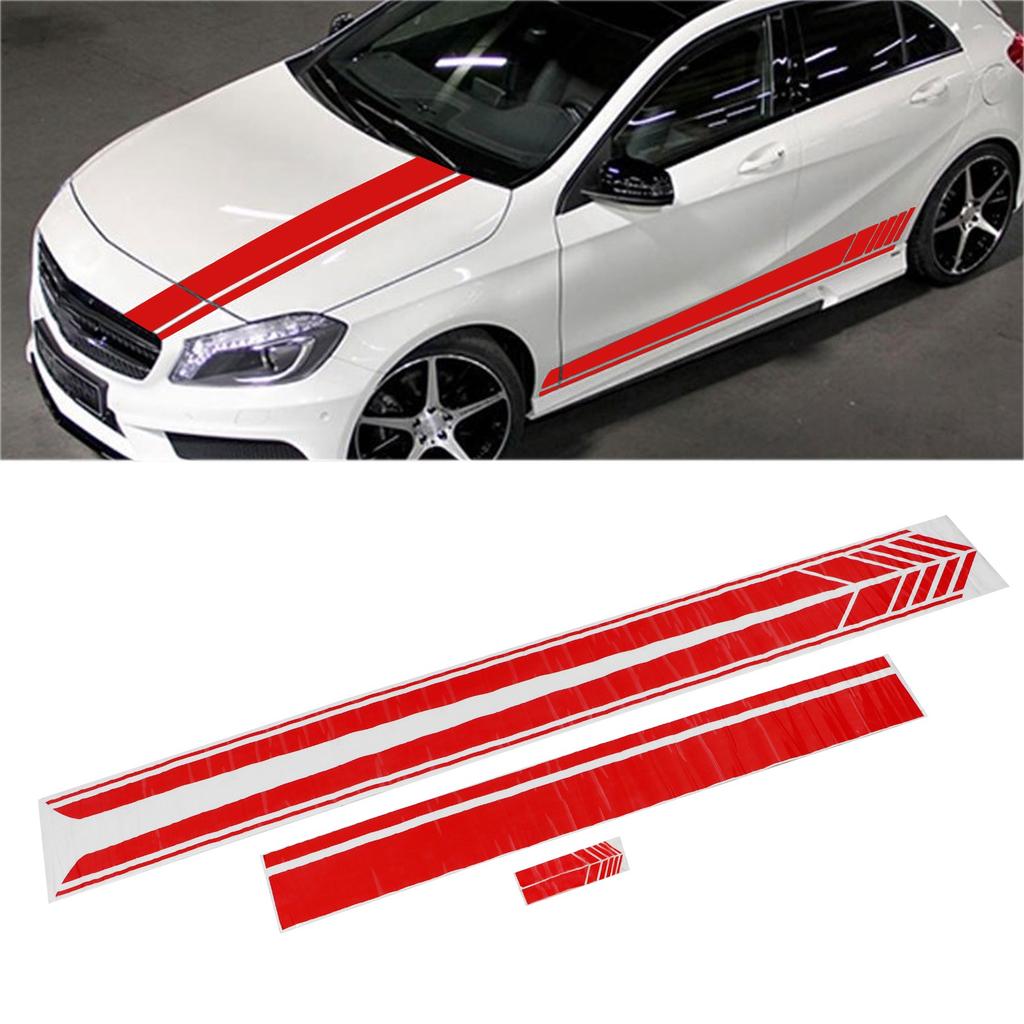 Car Hood Sticker Waterproof Door Side Skirt Racing Stripe Stickers Car Body Decal
