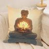 Buddha Statue And Lotus Cushion Cover Silky Short Plush Sofa Pillow Cover Hidden Zipper Soft Dustproof Case For Home Decor
