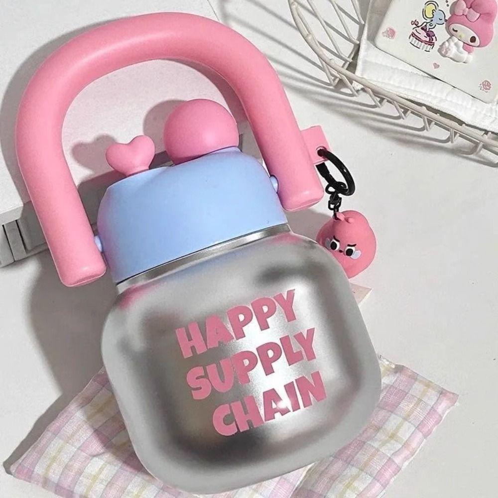 

800ml Kids Water Sippy Cup Cute Cartoon Plastic Cup Milk Cup Portable Drink Bottle Bubble Tea білий