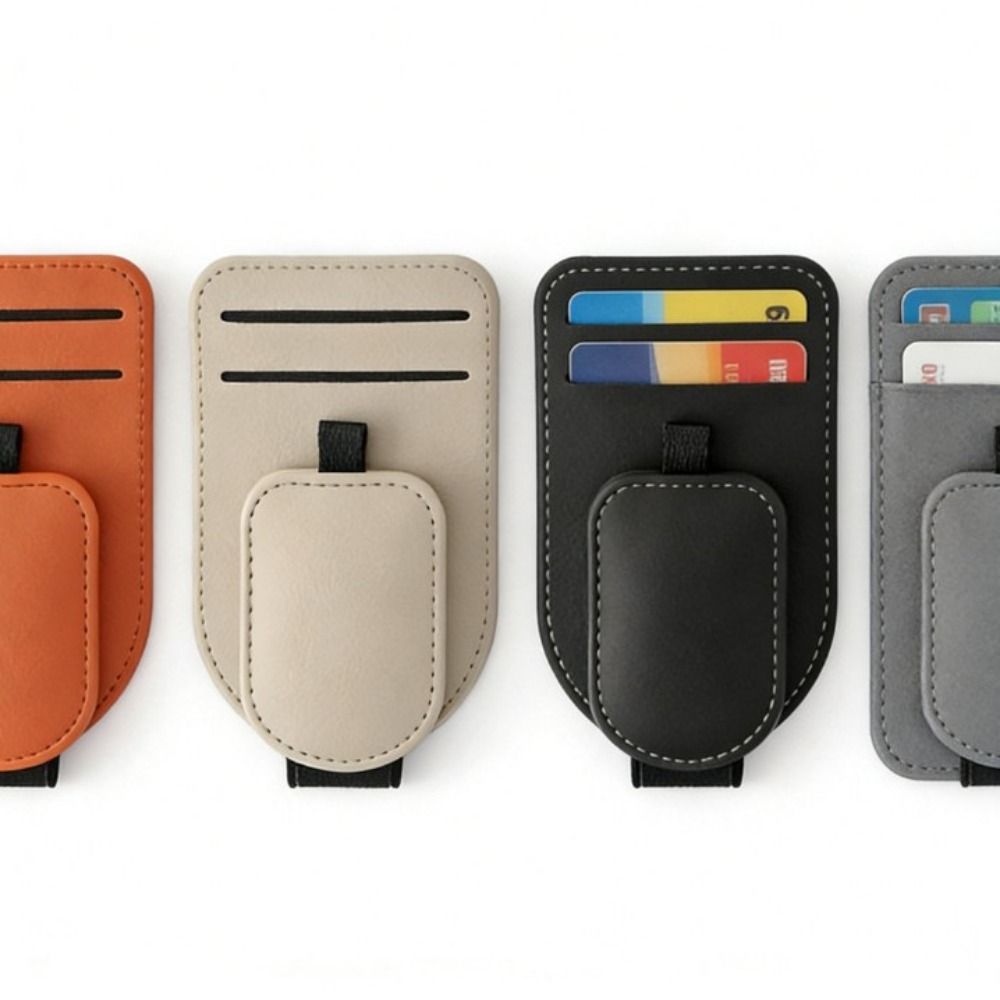 Creative Car Sun Visor Glasses Holder PU Leather Car Sunglasses Holder Car Storage