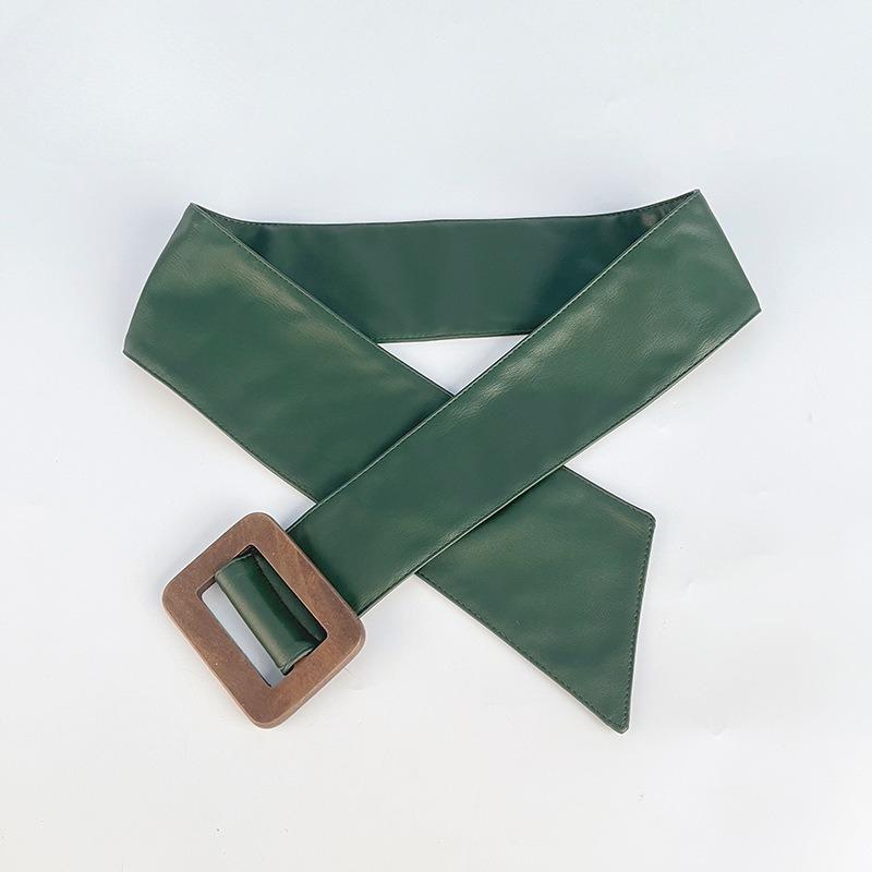 Women's Autumn and Winter Belt Wide Versatile Dress Skirt Decorative PU Waist Seal Simple and Fashionable Waist Belt High-end Feeling