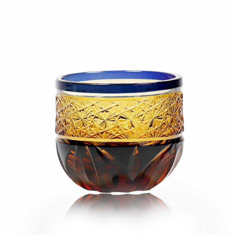 

2 Oz Japanese Sake House Colored Sake Glass Edo Kiriko S Glass Cold Tea Cup Engraved Soju Glass Cup Amber Guest Party about 60ml