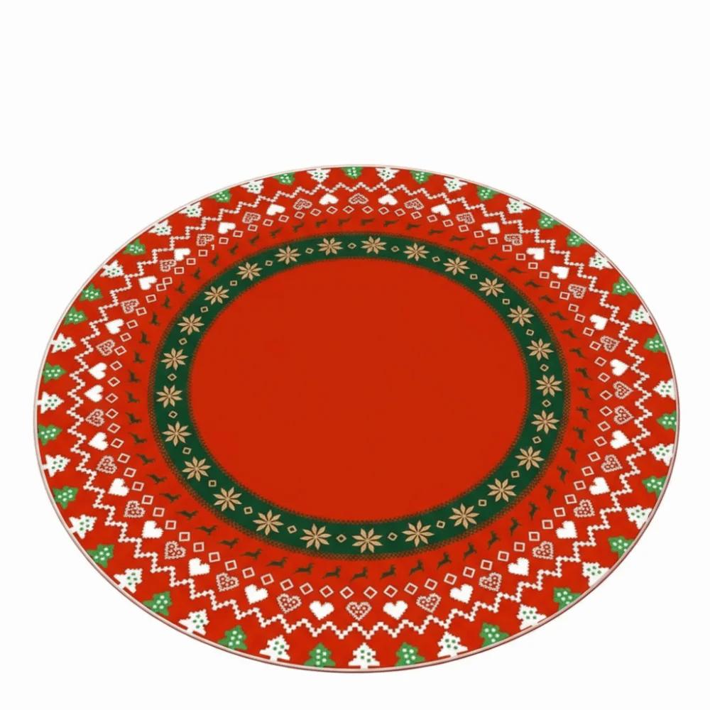 Santa Claus Round Christmas Rug Anti-Slip Water-Absorbent Christmas Tree Circular Carpet Washable Thick Mat Xmas Floor Mat