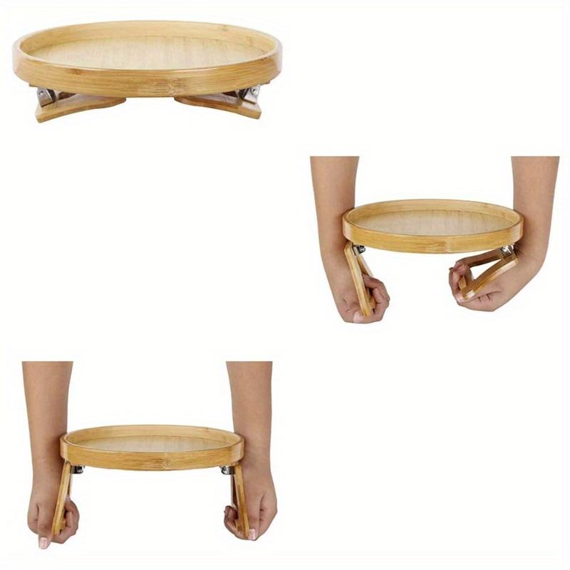Sofa Tray Table Sofa Armrest Clip-On Tray Natural Bamboo Sofa Tray Practical TV Snack Tray for Remote Control Coffee Snacks