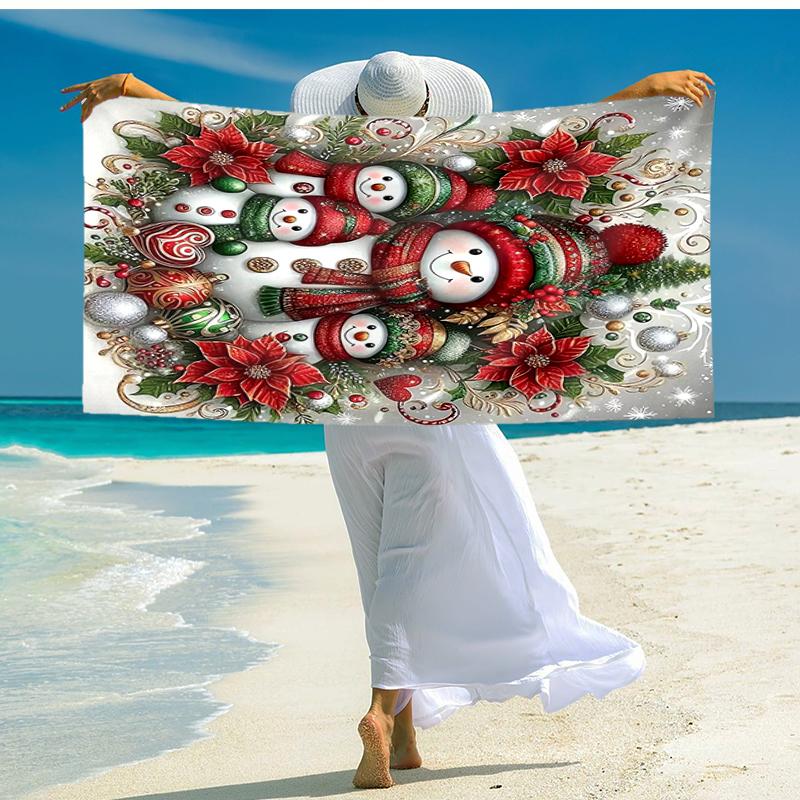 Ultra-Soft Beach Towel with Christmas Theme,Ideal for Pool - Camping, Diving - Perfect Travel Essential, Vibrant Beach Towel.
