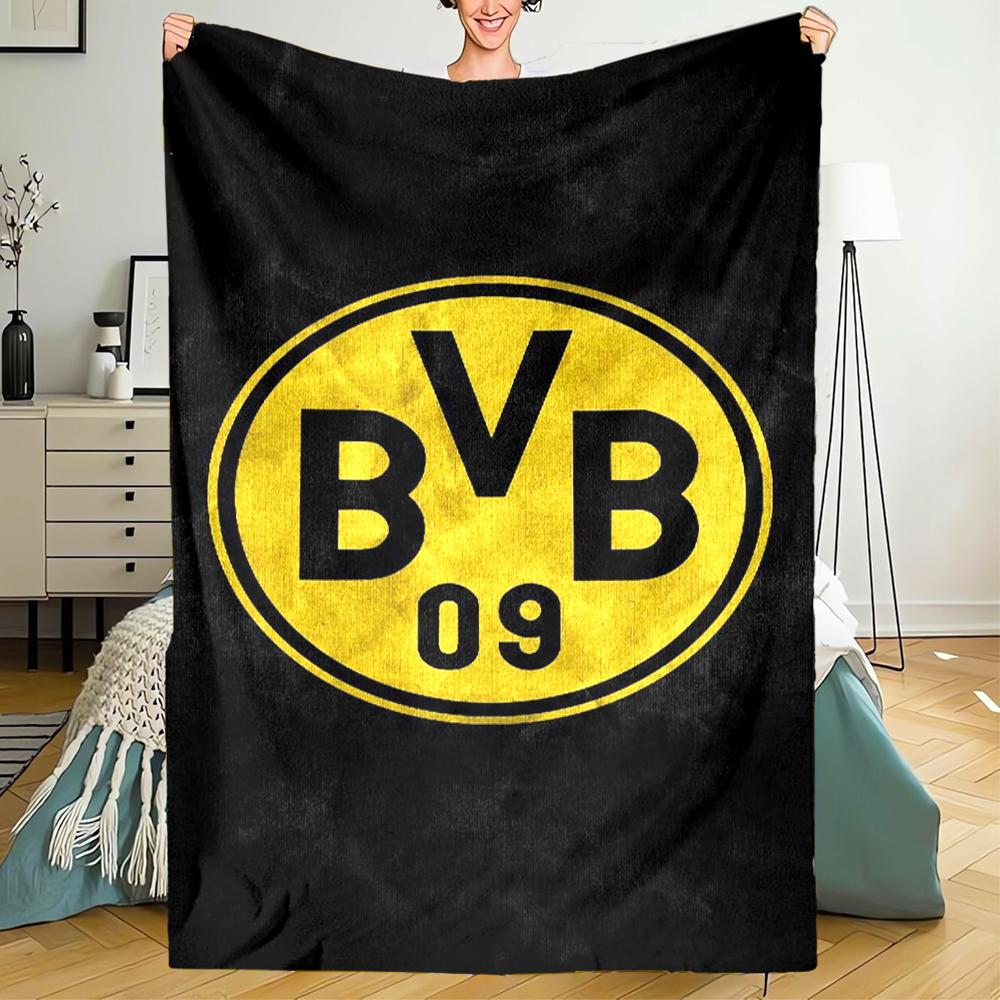 Borussia Dortmund Thema Bedruckte Decke - Perfekt für Sofa, Bett, Reisen & Outdoor-Nutzung | Maschinenwaschbar, Gemütlich & Langlebig.