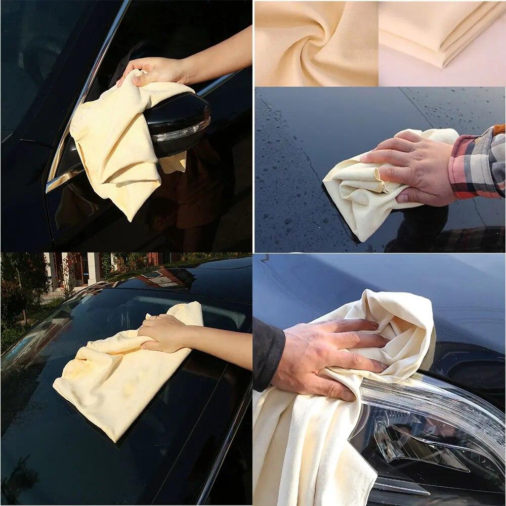 40x70CM Natural Deer Skin Cleaning Cloth for Car Wash Care, Quick Dry Cleaning Towels, High Water Absorption Glass Drying Cloth