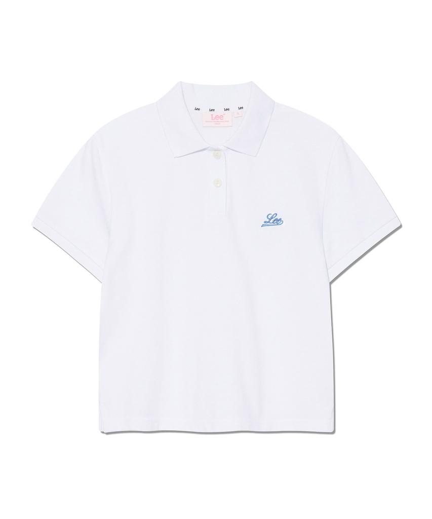 LEE Women Pique Collar Crop T-Shirt White