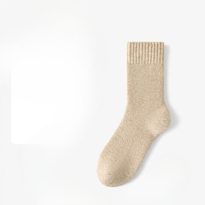 

Wool Socks - Men s Winter and Autumn Warm Long Socks with Added Padding and Thick Knitted Loops for Mid-calf Length. 1 pair колір світло кави