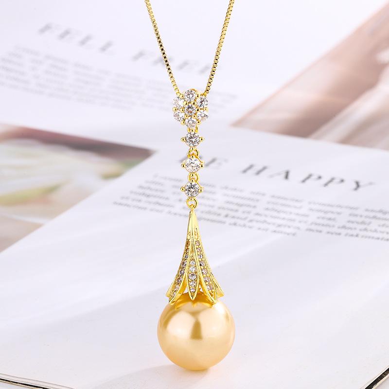 

Ювелирные изделия Медное основание Позолоченные Жемчуг Темперамент Кисточка Золотой набор Женский 16-14 мм