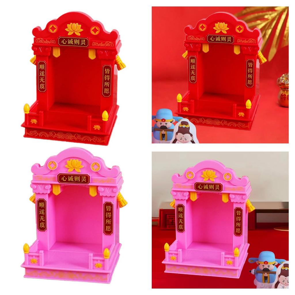 Mini Altare Buddista Buddha Santuario Tavolo Pooja Statuetta Guan Gong Guanyin Buddha