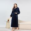 Cozy Couple Jacquard Fleece Long Robe - Hooded Autumn/Winter Bathrobe for Men & Women