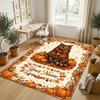 Cat Theme Crystal Velvet Rug Personalized Custom Name Text Soft Floor Mat Home Decor