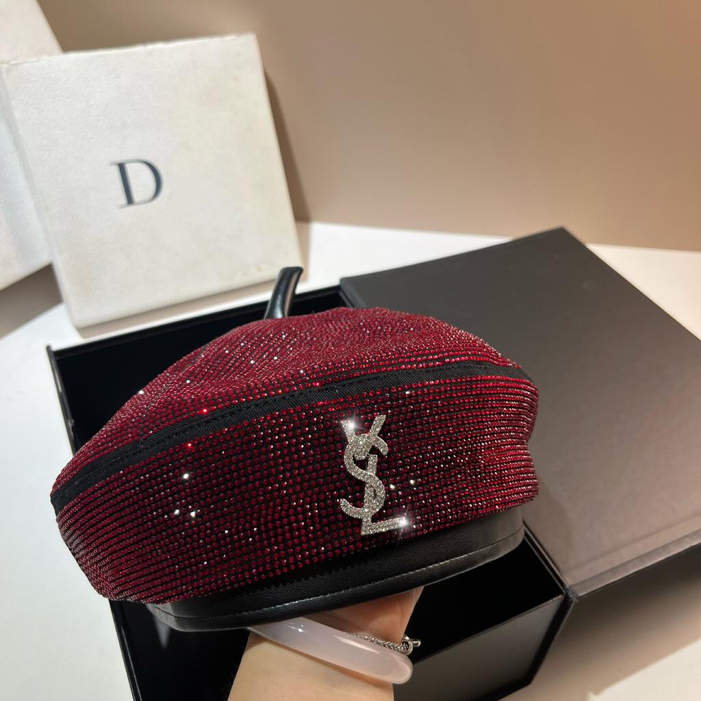Italian Designer Niche Light Luxury Rhinestone Beret Heavy Industry Full Diamond Buyer Hat