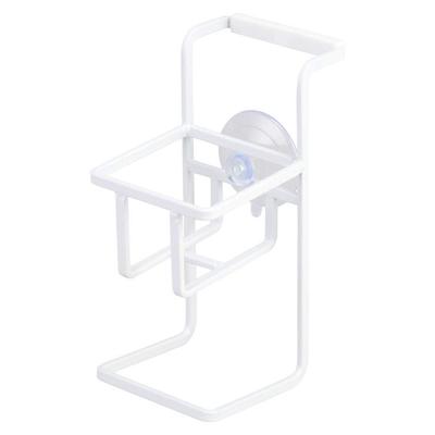 Yamazaki Suction Cup Sponge & Bottle Holder, White, Approx. W6.5 X D10 X H15cm, Tower Sponge Holder with Non-Slip Ricon, 4774