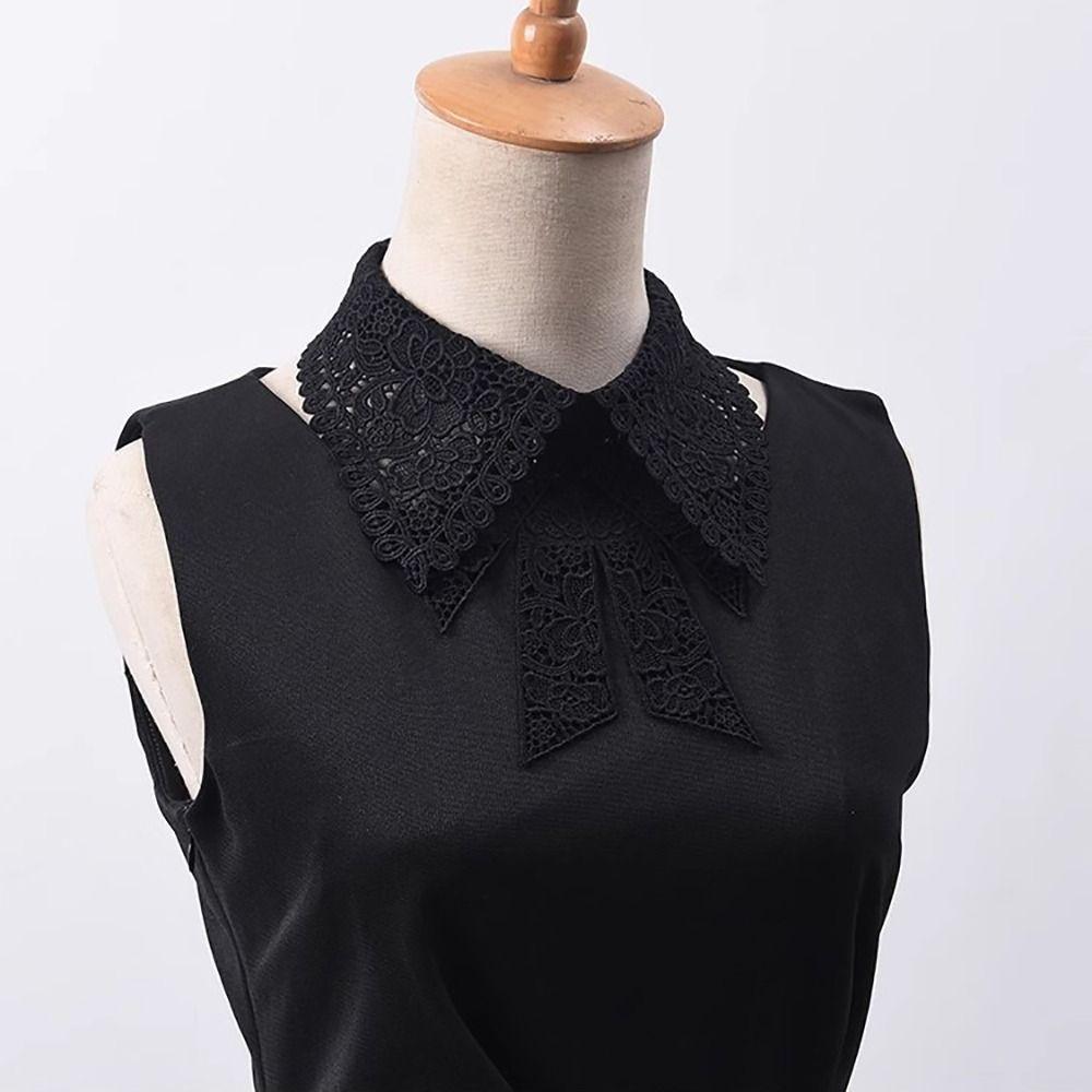 Black White False Collar Lace Floral Decoration Collar Fashion Fake Collar  Women Girls