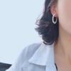 Hand-wound large circle earrings, natural freshwater pearl ear buckle 11k gold injection round fashion commuter light luxury style