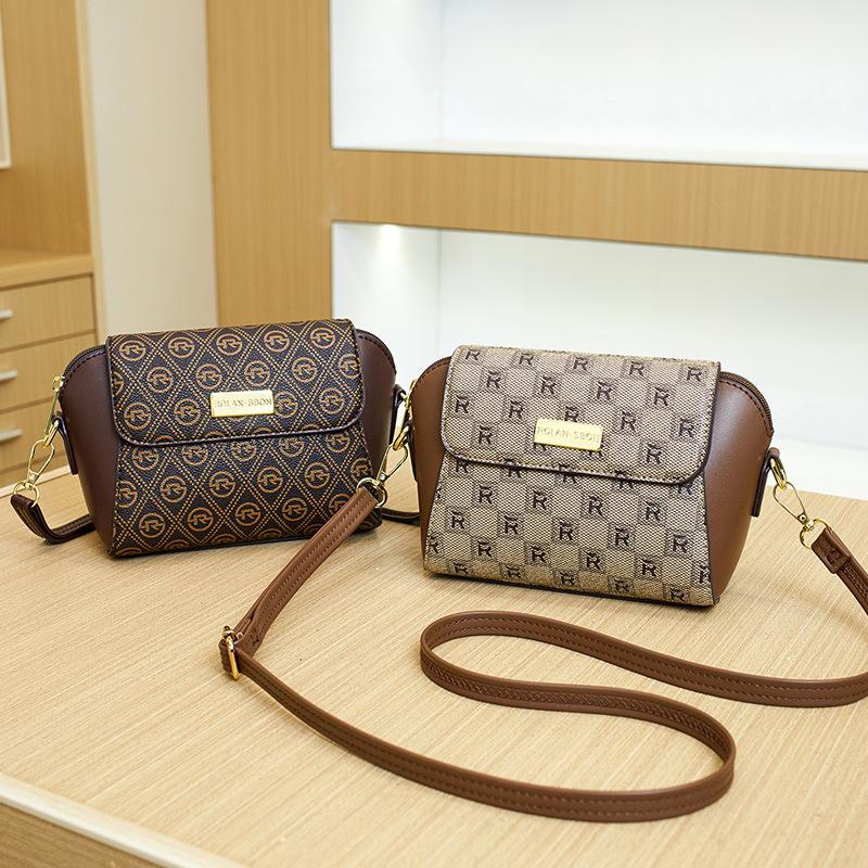 Shell Bag, Women's Bag, New Retro Style with Full Printed Letters, Mobile Phone Bag, Single Shoulder Crossbody Bag, Large Capacity Mother Bag