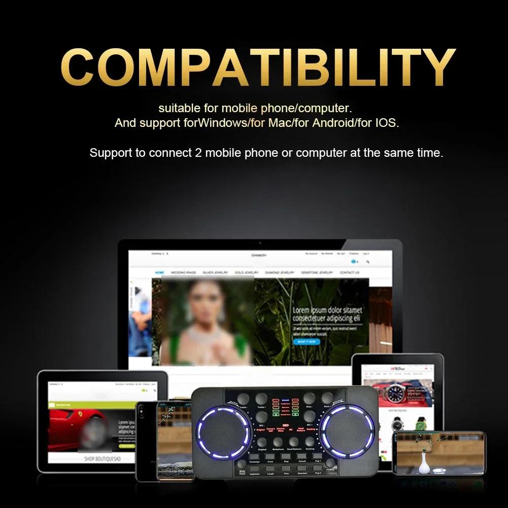 Professionelle V300 Pro Soundkarte Audio Interface Mixer Bluetooth-kompatibel DJ Digitaler Effekt Rauschunterdrückung Konsole USB Aufnahme