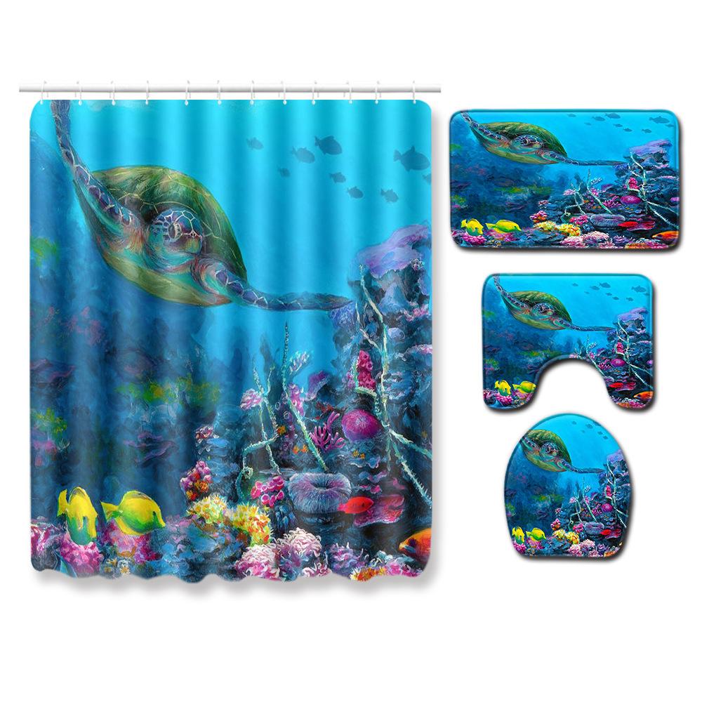 African American Women'S Bathroom Four-Piece Combination Set Household Door Mat Absorbent Non-Slip Floor Mat Carpet