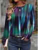 Modisches Damen-Sweatshirt mit 3D-Druck, Farbblock-Grafiken, Y2K-Langarm-T-Shirt, lässig, lockere Passform, O-Ausschnitt, T-Shirt mit langen Ärmeln