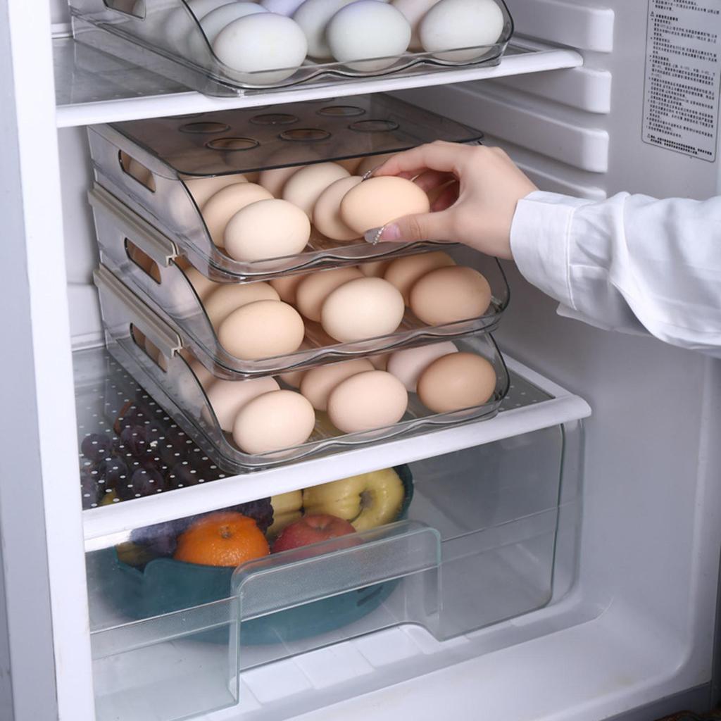 Automatic Carton with Lid Organizer Multi-Layer Egg Tray Holder Clear for Kitchen