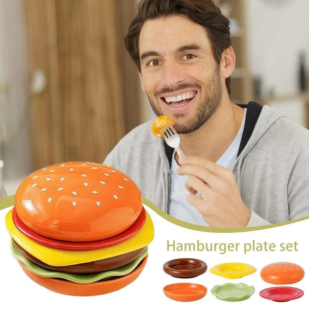 Stackable Cartoon Burger Seasoning Dish Set Space Saving 6 in 1 Sauce Bowl Set  Parties