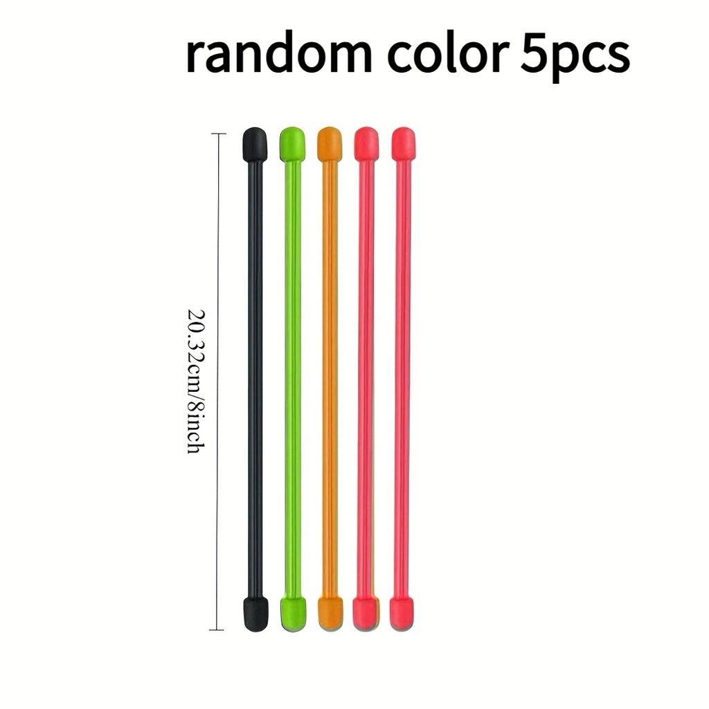 5pcs Reusable Silicone Cable Ties-Elastic Cord Management Holders with 3/6/8Inch Adjustable Straps,Cable Organizer,random Color
