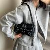 Trendy Punk Style Armpit Bag Large Capacity Underarm Bag Vintage Style Handbag Rivet Design Shoulder Bag For Women