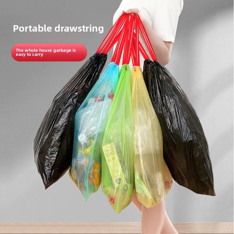 60 Pcs Self Closing Handheld Drawstring Household Kitchen Waste Bags