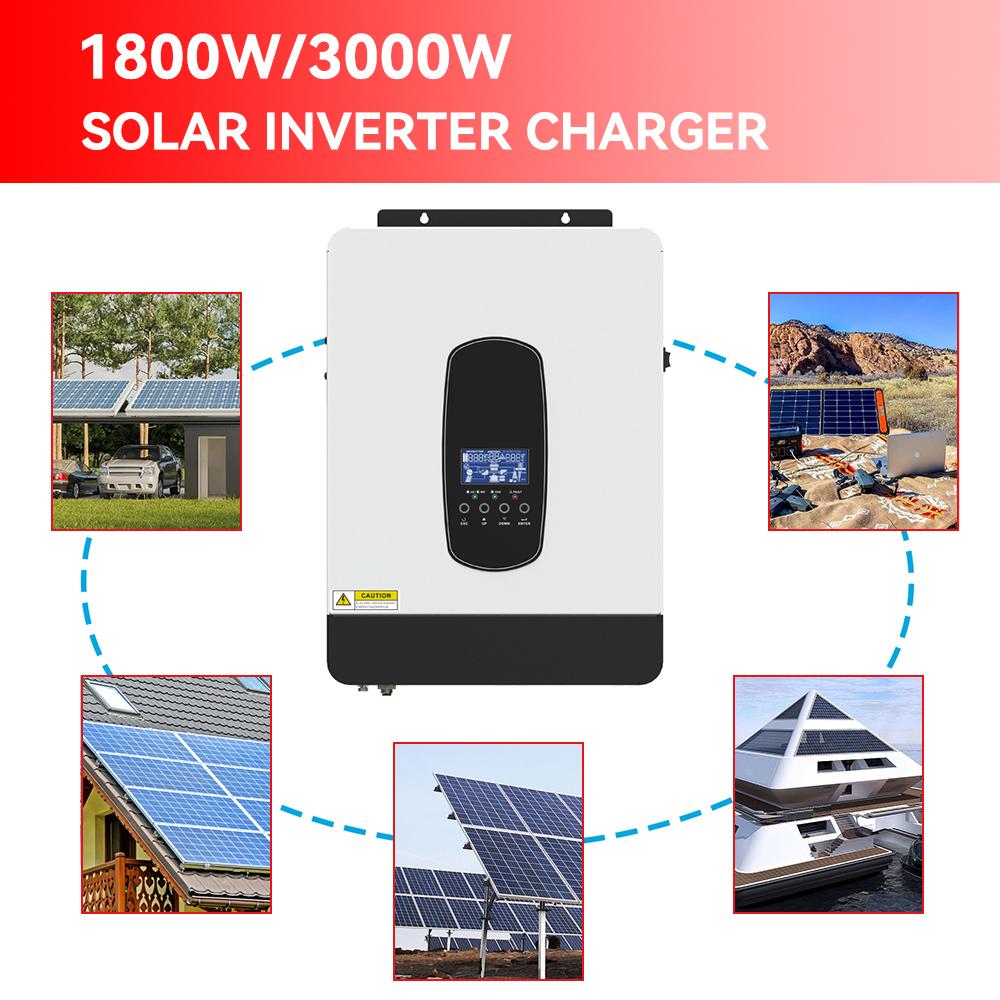 ECGSOLAX Onduleur Solaire Hybride 3kW 24V 220Vac Onduleur Solaire à Onde Sinusoïdale Pure avec Contrôleur Chargeur MPPT 80A Max PV 450VDC