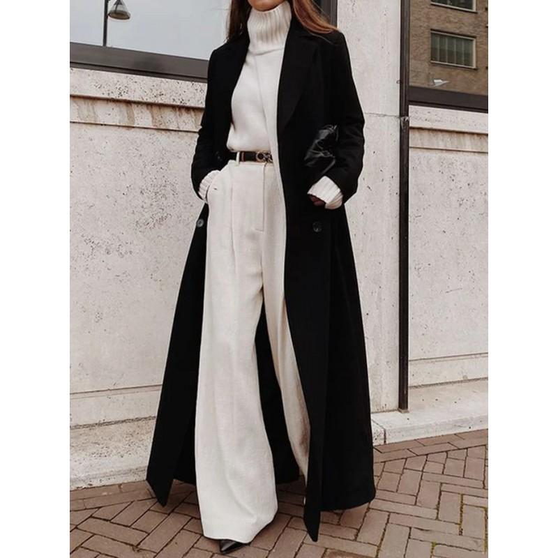 Womens Long Wool Blend Coat Winter