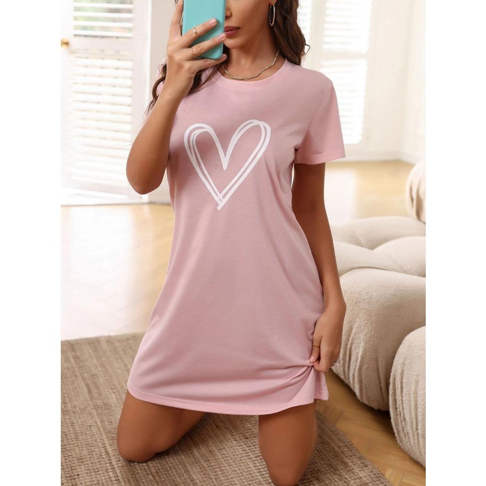 Women's Love Printing Short Sleeves Comfortable Home Casual Sexy Can
