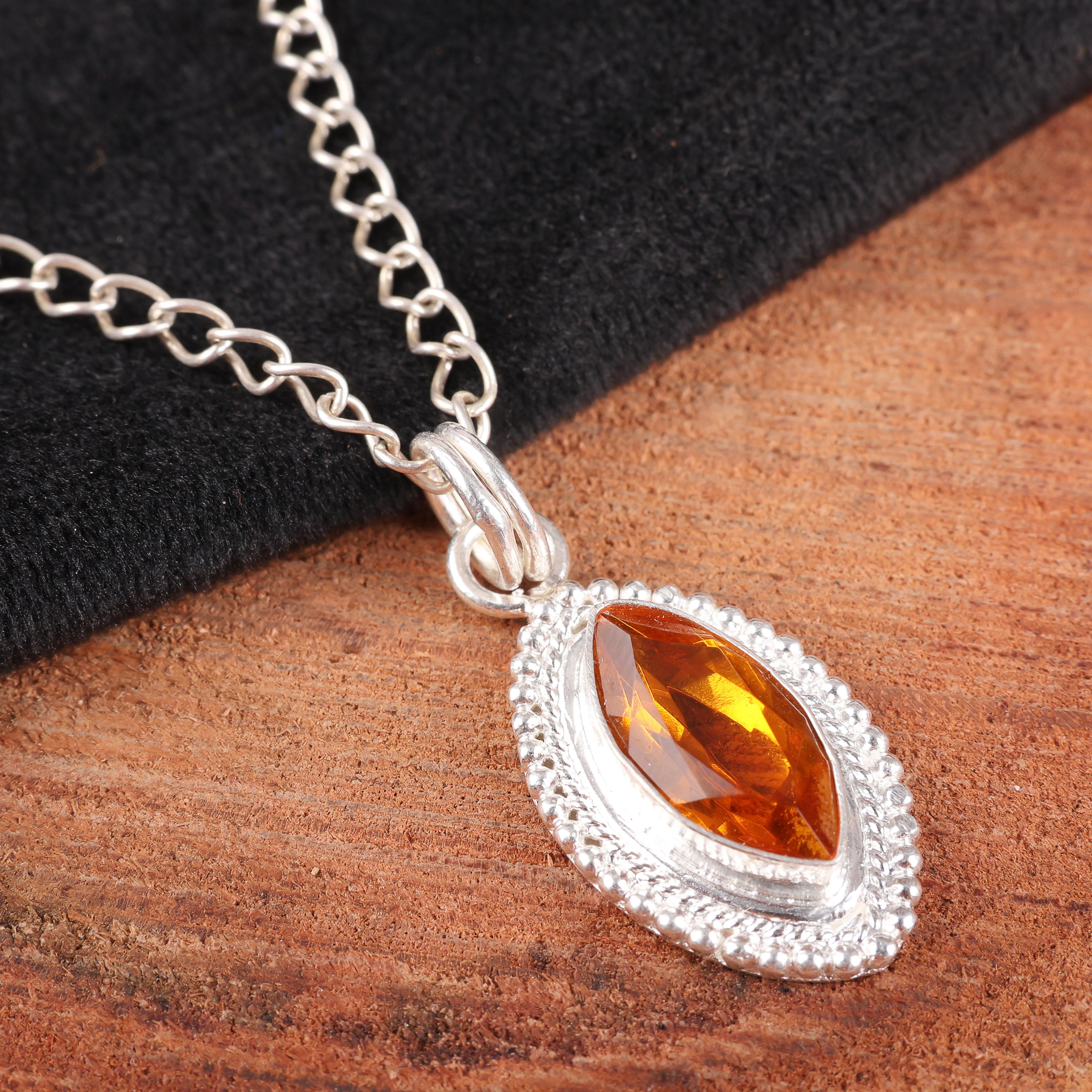 

Подвеска с цитрином, ювелирные изделия из стерлингового серебра 925 пробы с драгоценными камнями, подвеска ручной работы, на День Благодарения 1.43 Inches оранжевый