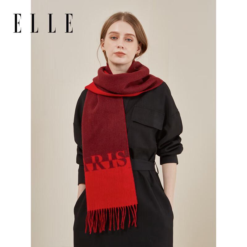 ELLE Women's 100% Wool Double-sided Jacquard Scarf