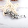 Blucome Vintage Alloy Sliver Lizard Shape Brooch Hijab Pins Full Crystal Wedding Suit Collar Clip Souvenirs Women Brooch Gift